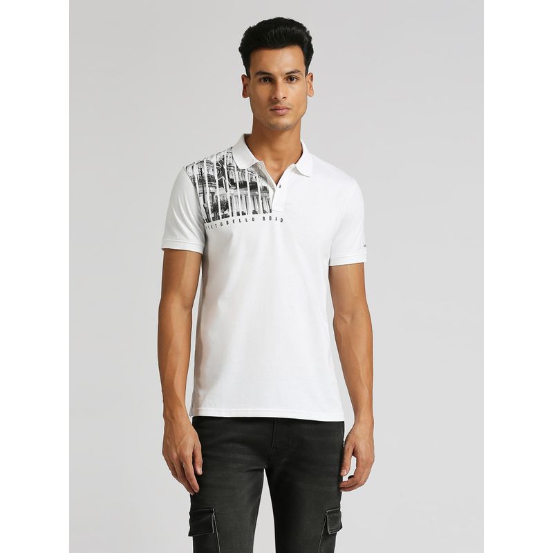 Pepe Jeans White Ed Graphic Printed Polo T-Shirt (M)