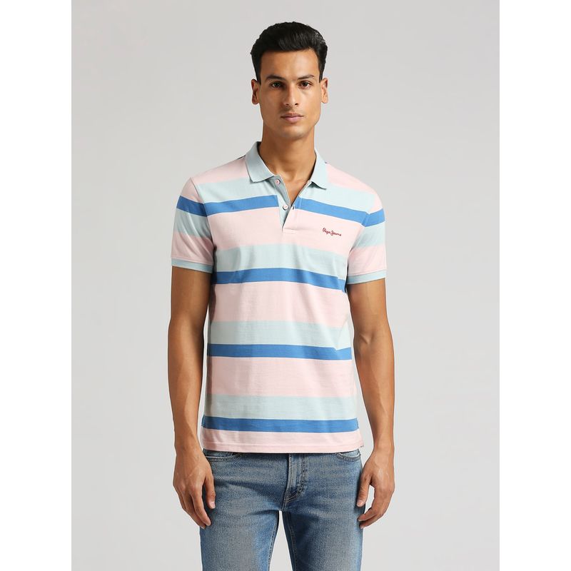 Pepe Jeans Pink Romeo Summer Stripes Polo T-Shirt (S)