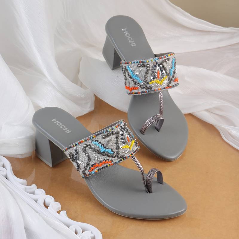 Mochi Grey Wedding Sandal Heels (Euro 41)