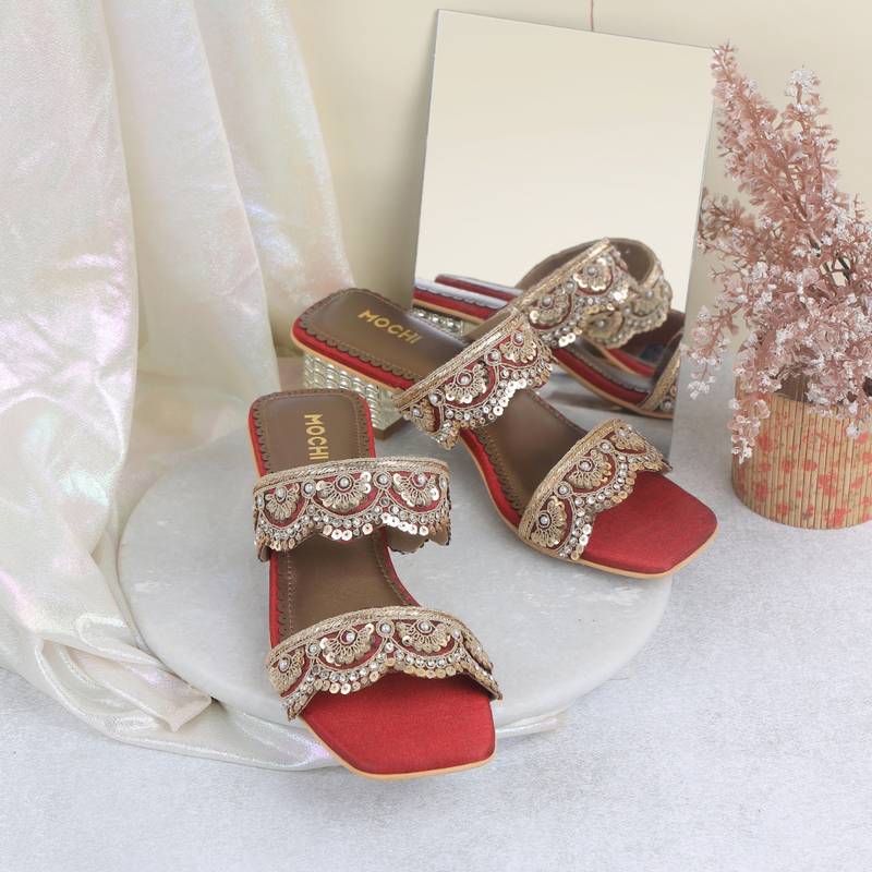 Mochi Red Wedding Sandal Heels (Euro 36)