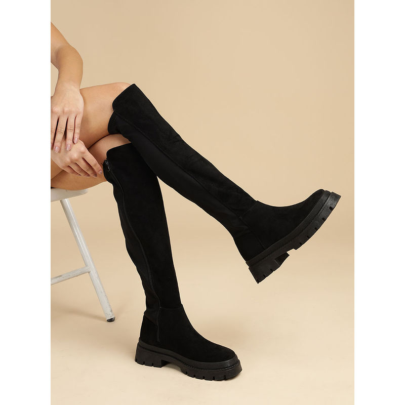 Truffle Collection Black Solid Boots (UK 3)