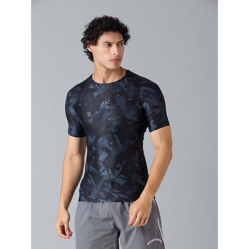 AESTHETIC NATION Critical Compression Navy Blue T-Shirt (M)