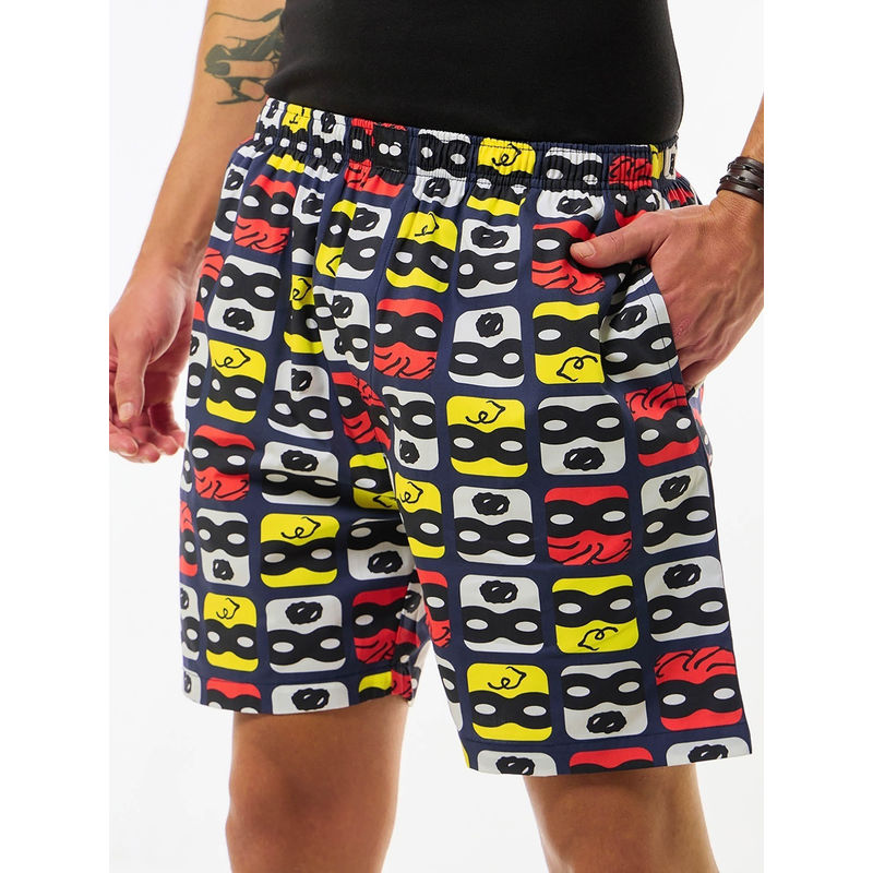 Bewakoof Men's Blue Peanuts All Over Printed Boxers (S)