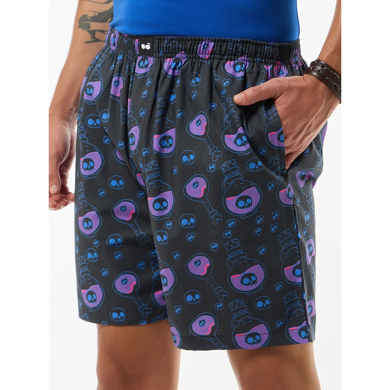 Bewakoof Men's Black All Over Printed Boxers (S)