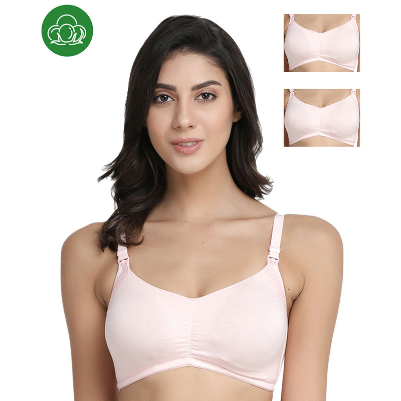 Inner Sense Organic Antimicrobial Soft Feeding Bra with Removable Pads Pack of 3 - Pink (32B)