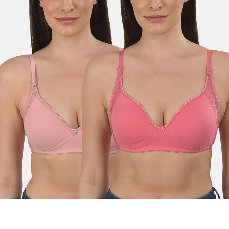 Mod & Shy Pack of 2 Solid Non-Wired Non Padded Bra - Multi-Color (32B)