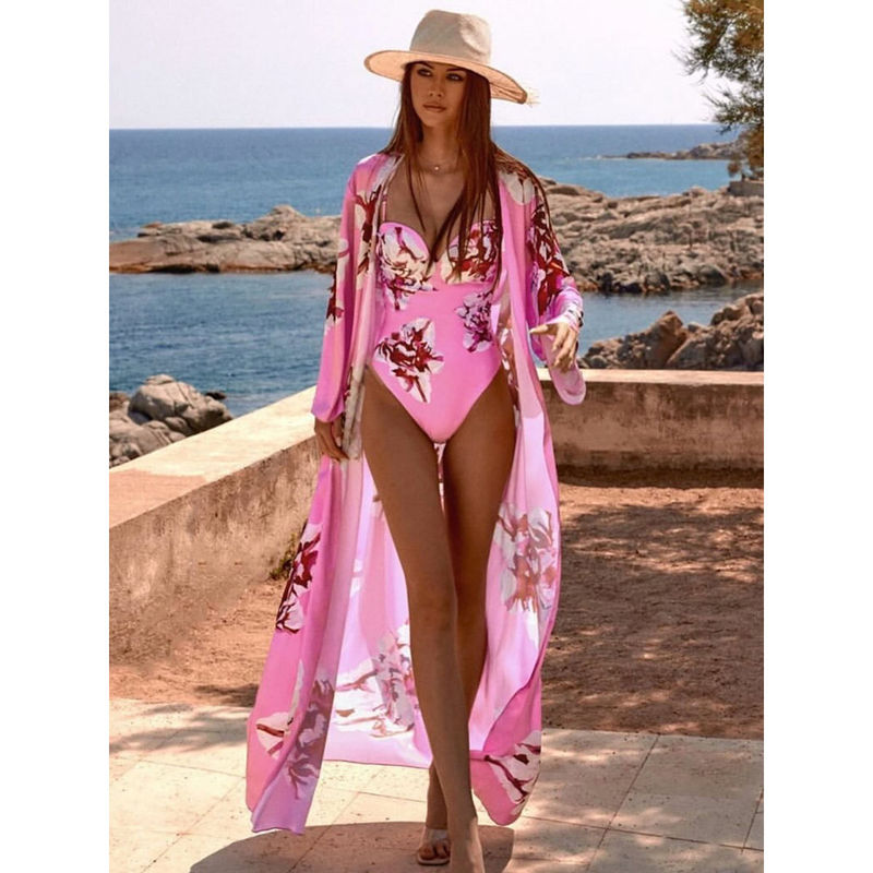 Addery Floral Pink Monokini with Shrug (Pack of 2) (XS)