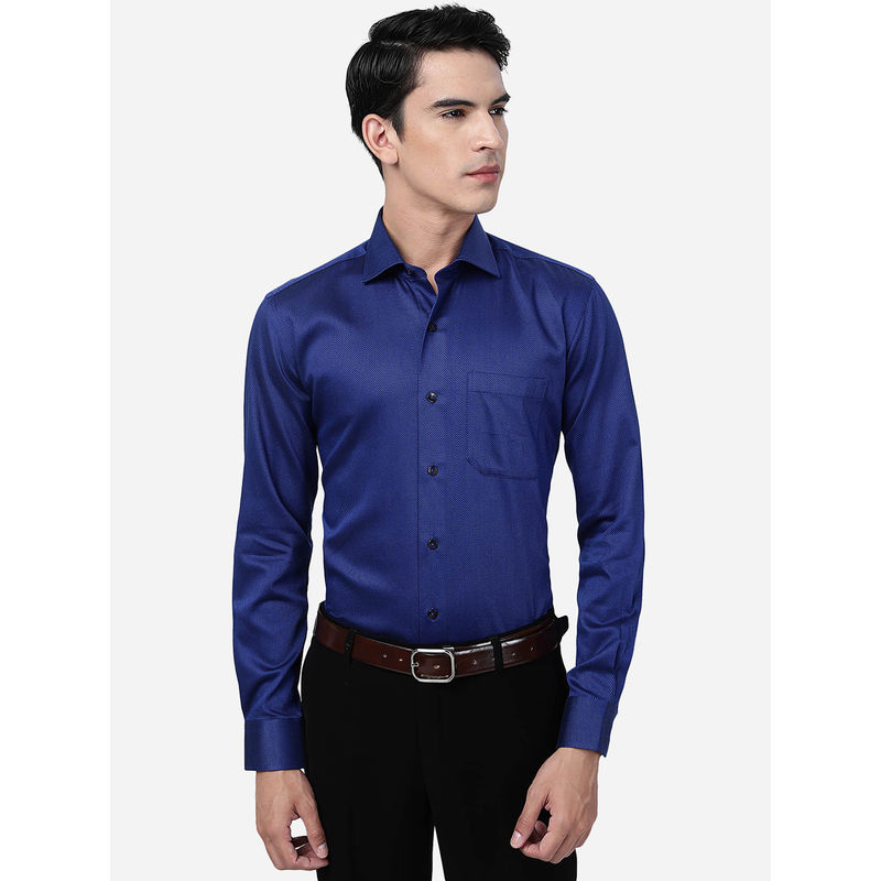 Metal Mens Blue 100% Cotton Slim Fit Solid Formal Shirt (39)