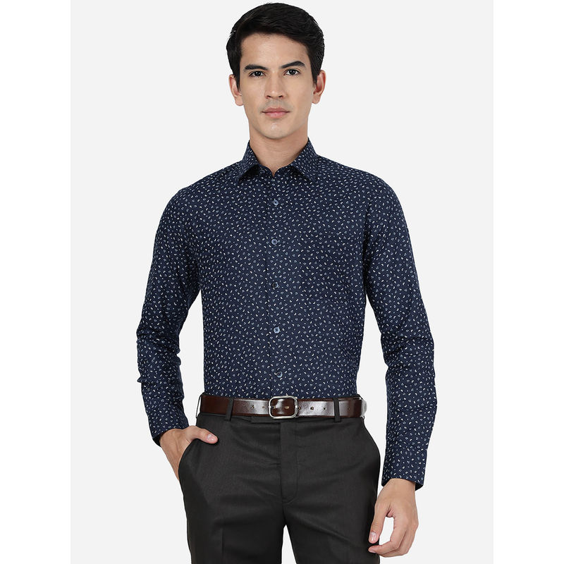JadeBlue Mens Blue 100% Cotton Slim Fit Printed Formal Shirt (39)