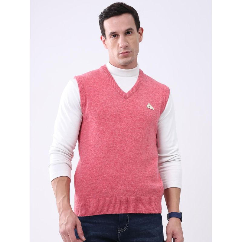 Monte Carlo Men V-Neck Sleeveless Sweater - Pink (XL)