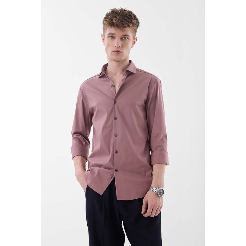 Snitch Mauve Solid Full Sleeves Slim Casual Shirt (2XL)