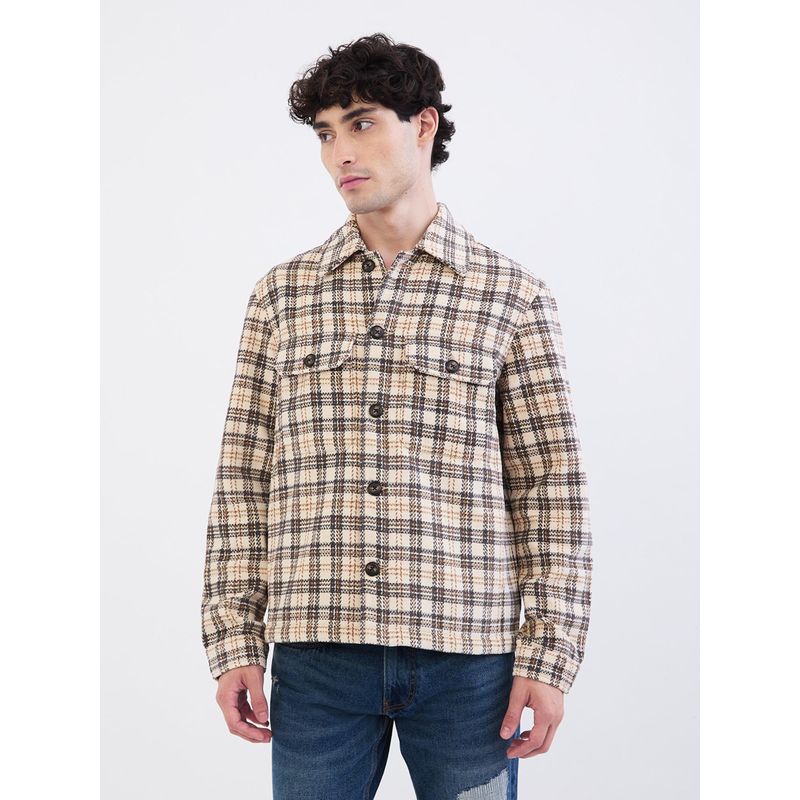 Buy Spykar Light Beige Straight Fit Casual Shackets For Men Online