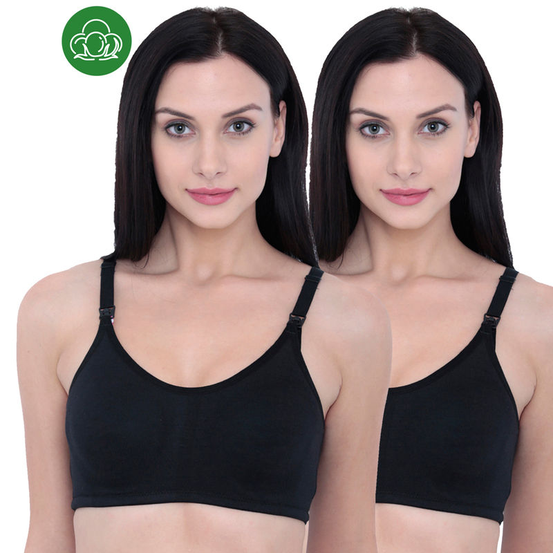 Inner Sense Organic Antimicrobial Soft Nursing Bra Combo of 2 - Black (36B)