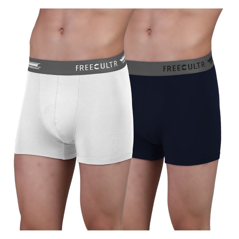 FREECULTR Men's Anti-Microbial Air-Soft Micromodal Underwear Trunk, Pack of 2 - Multi-Color (L)