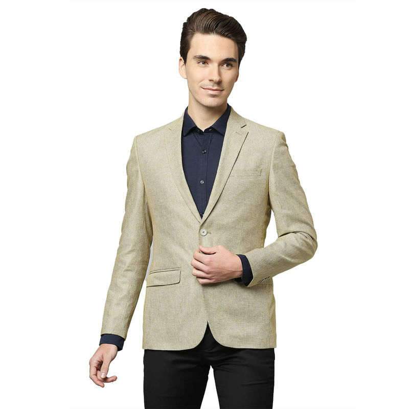 Park Avenue Men Textured Khaki Blazer (38)