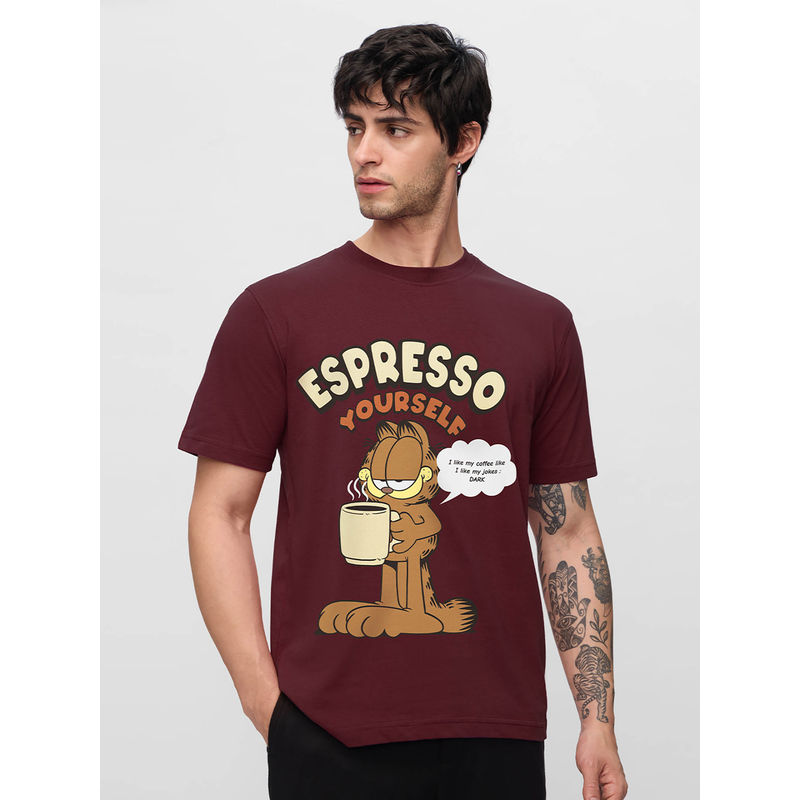 The Souled Store Official Garfield: Espresso Yourself Men T-Shirt (L)