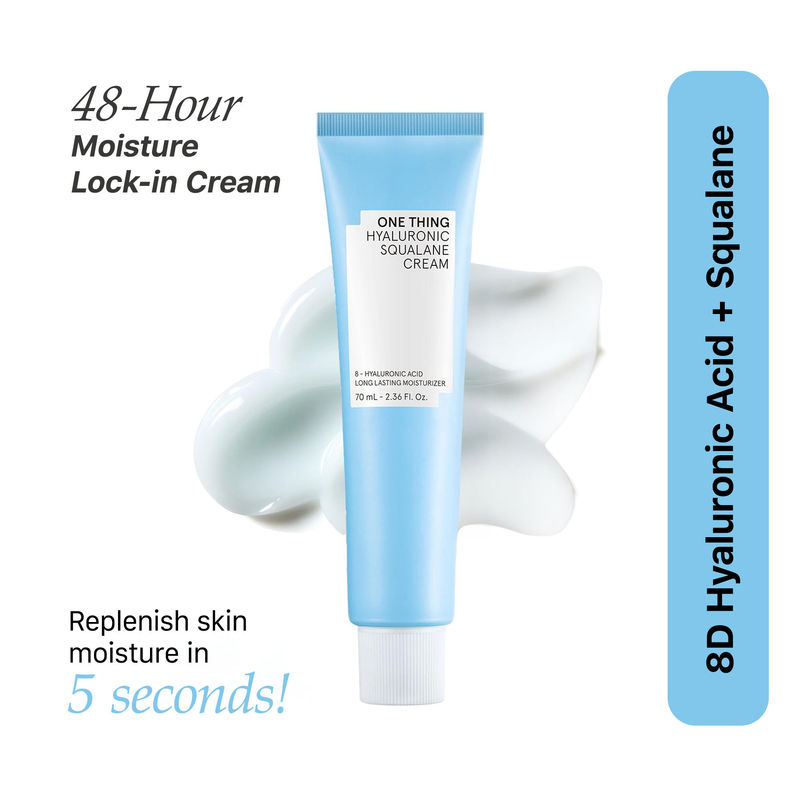 One Thing Hyaluronic Squalane Cream, Hydrating Lightweight Korean Gel Cream for Dry, Flaky Skin