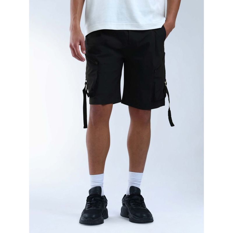 Flying Machine Black Regular Fit Cargo Non Denim Shorts (30)