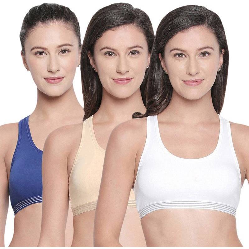Bodycare Racerback Sports Bra-Pack Of 3 - Multi-Color (36B)