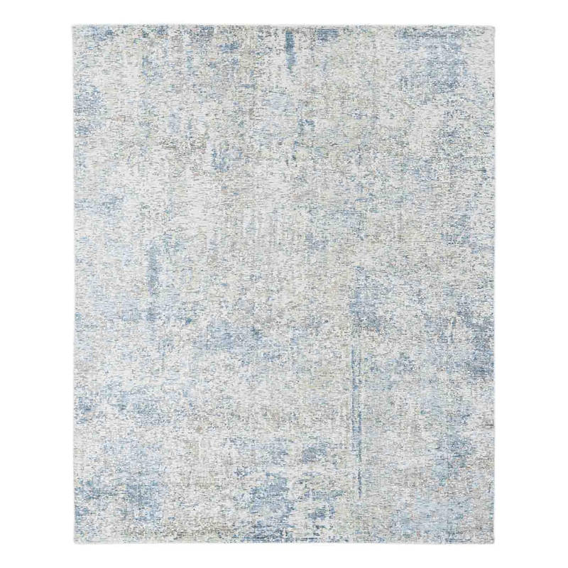 Neu Looms Green Abstract Handmade Viscose Wool Rug (2x3 feet)