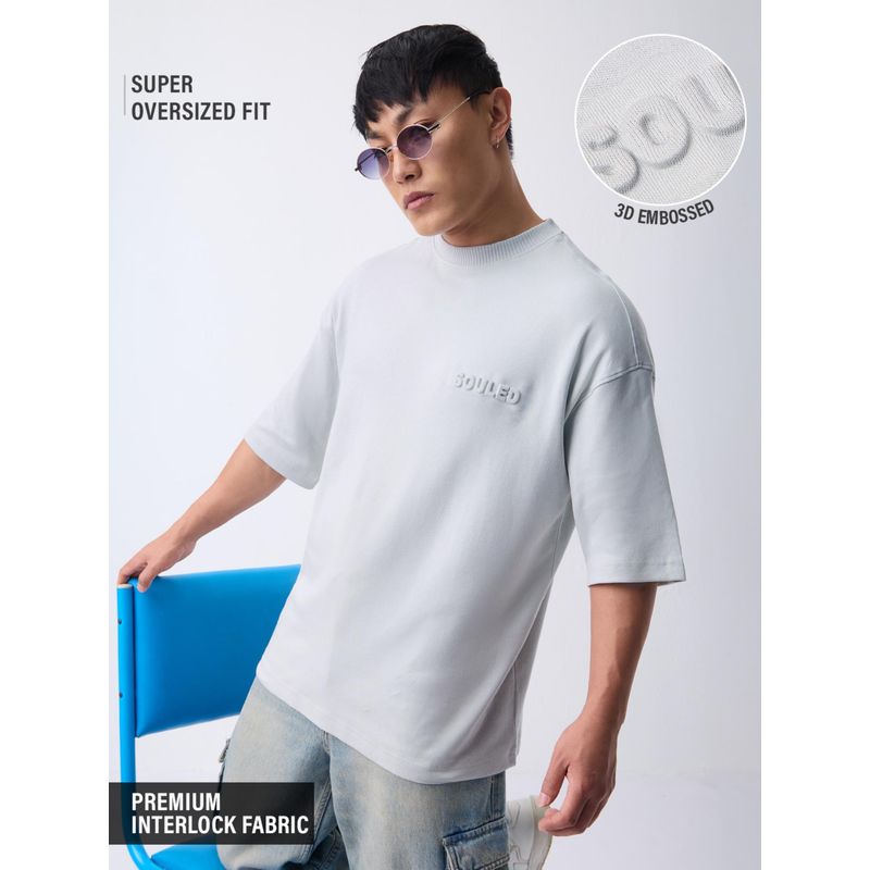 The Souled Store Super-Oversized Tee Stone Grey Men Super Oversized T-shirt (XS)