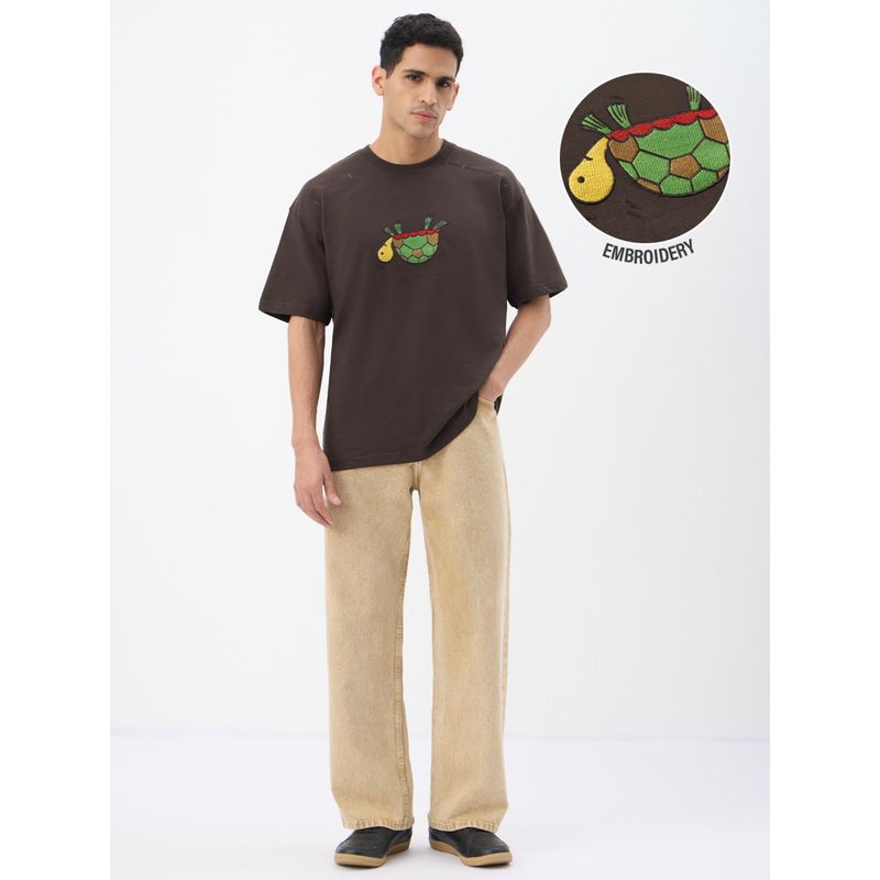 The Souled Store Pets On Prints Turtle Men Oversized T-shirt (M)