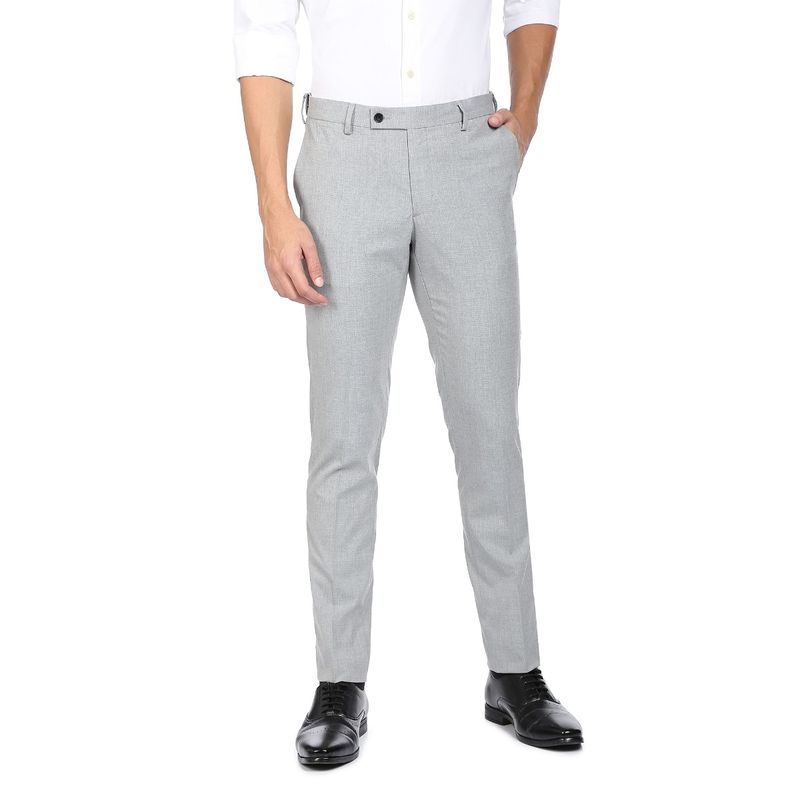 Arrow Men Grey Hudson Tailored Fit Auto flex Formal Trouser (34)