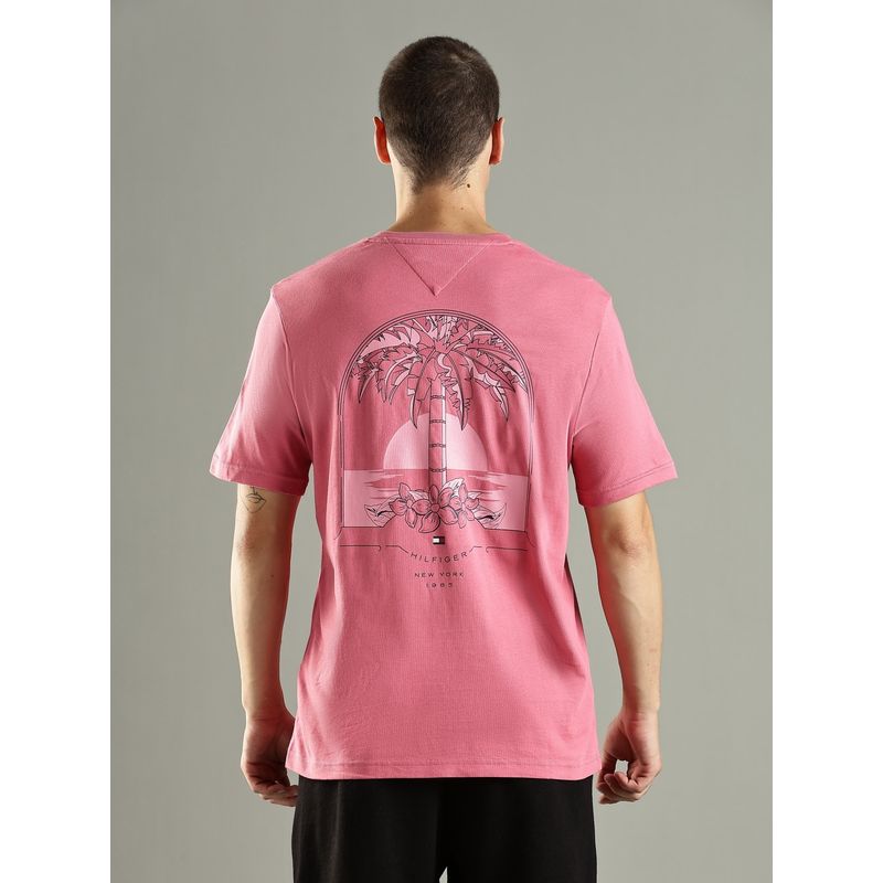 Tommy Hilfiger Graphic Regular Fit Cotton Pink T-Shirt (XS)