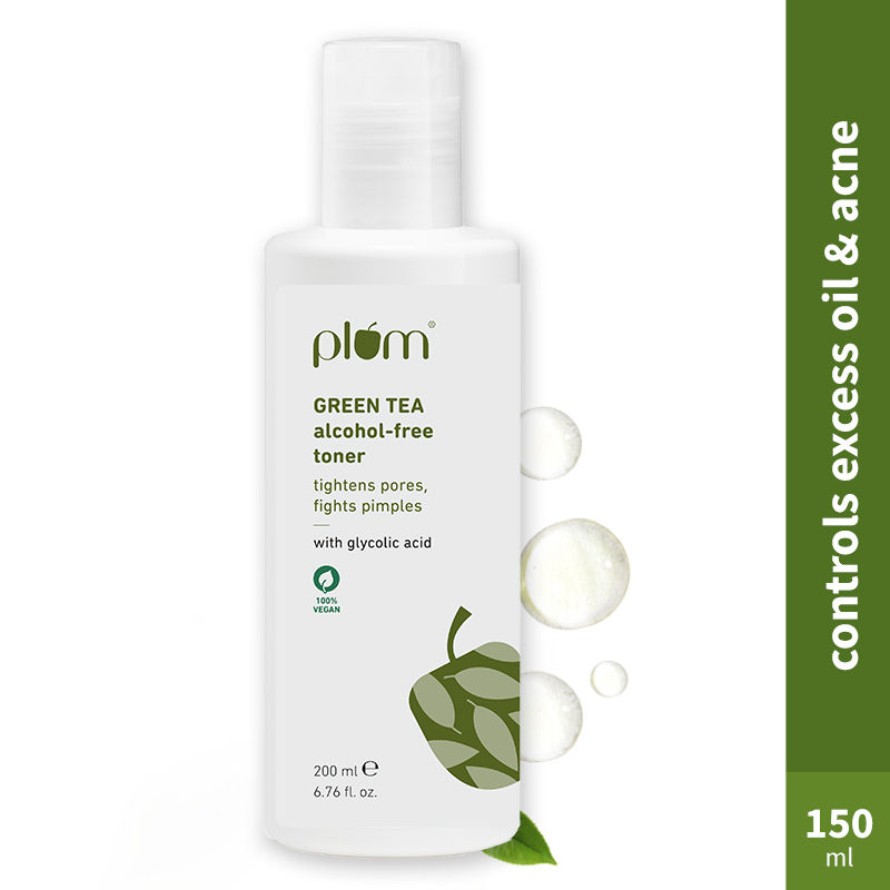 Plum Green Tea Toner With Glycolic Acid - Tightens Pores, Fights Pimples & Controls Oil Alcohol-Free