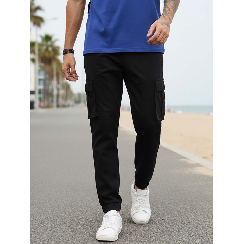 Bewakoof Men's Black Over Dyed Cargo Jogger Pants (S)