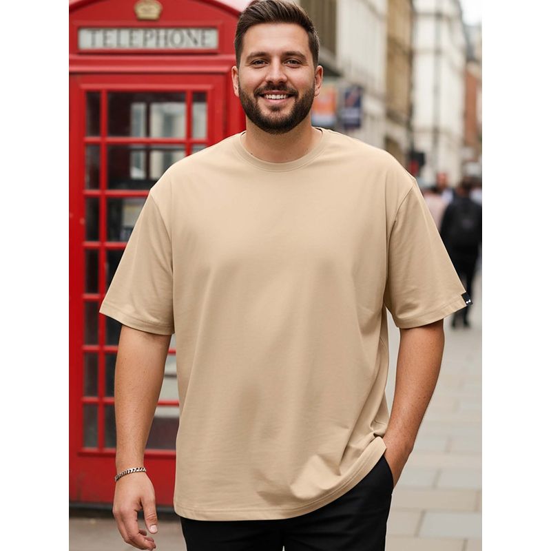 Bewakoof Men's Brown Oversized Plus Size T-shirt (5XL)