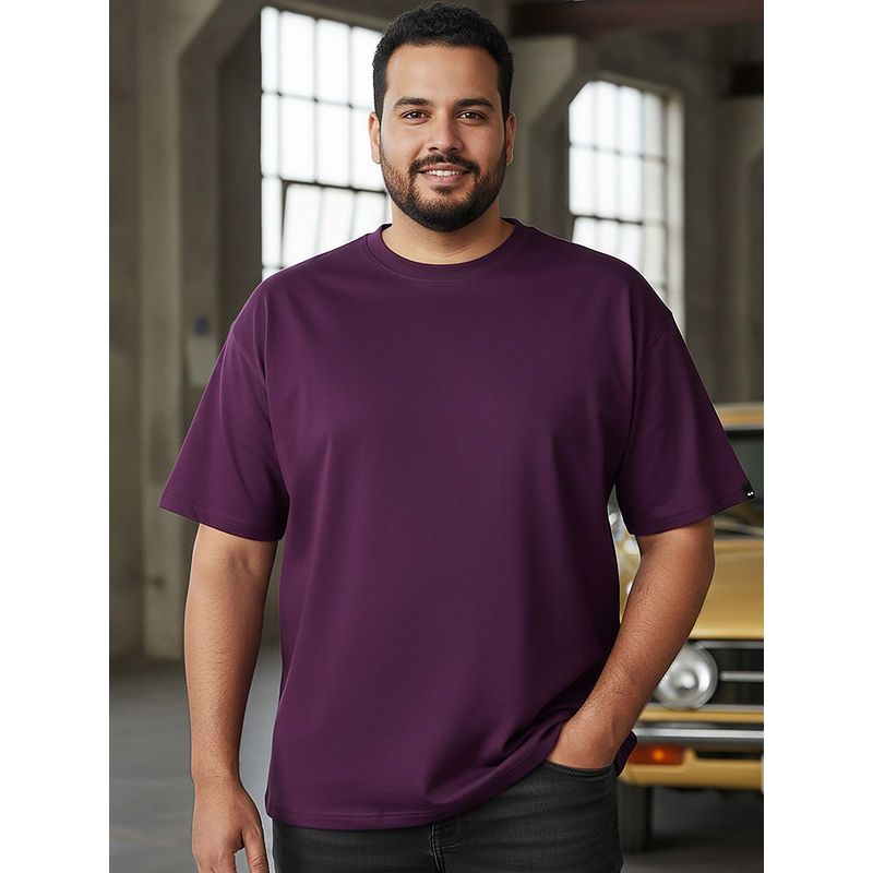 Bewakoof Heavy Duty 1.0 Men's Purple Oversized Plus Size T-shirt (3XL)