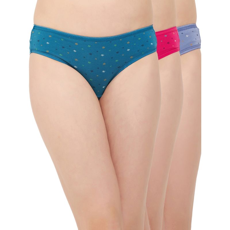 Clovia Cotton Spandex Low waist Outer Elastic Bikini Panty (Pack of 3) (2XL)