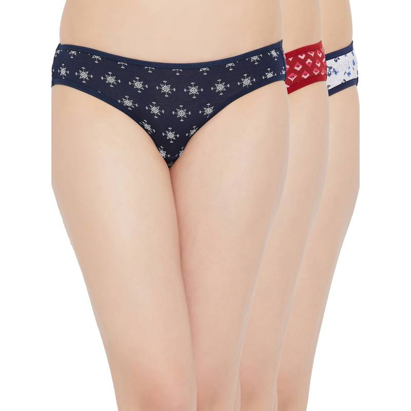 Clovia Cotton Spandex Low waist Outer Elastic Bikini Panty (Pack of 3) (2XL)