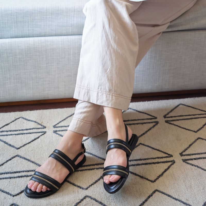 THE CAI STORE Zipped In Black Sandals (EURO 35)