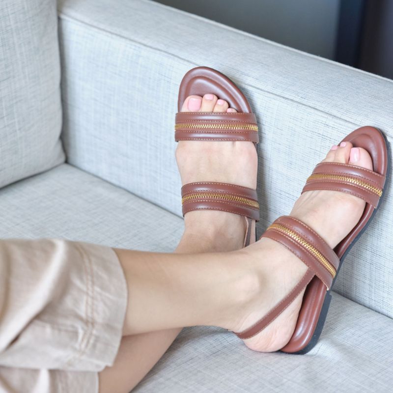 THE CAI STORE Zipped In Brown Sandals (EURO 35)