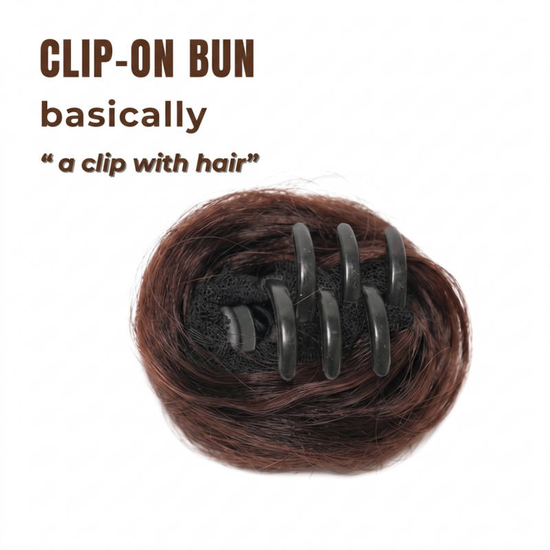 Nish Hair Unisex Clip- on Bun - Dark Brown