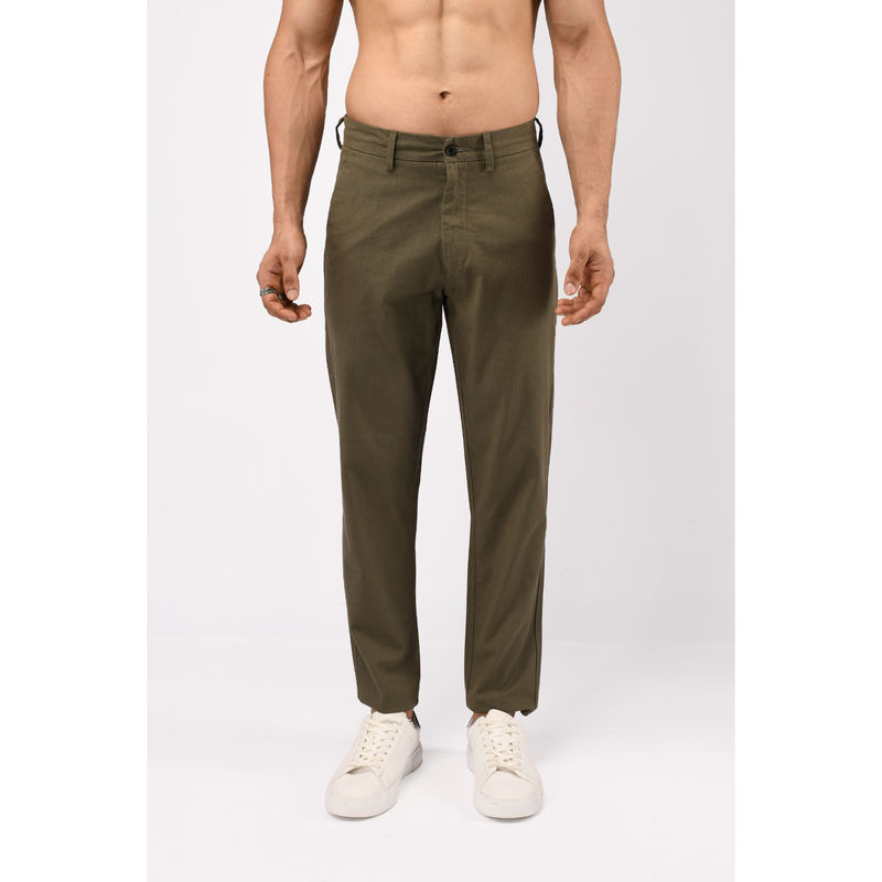 TAILORAEDGE Linen Feels Cotton Pine Olive Chinos (28)