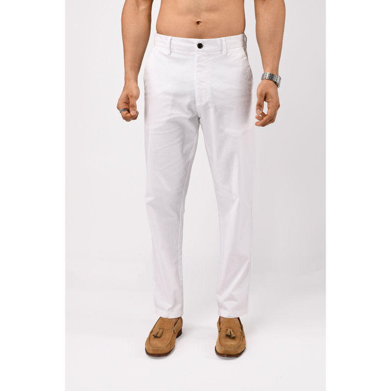 TAILORAEDGE Statement Corduroy Cream Chinos (28)