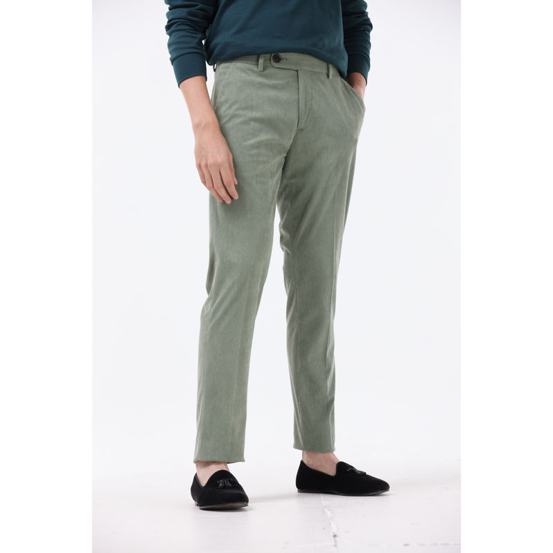 TAILORAEDGE Statement Corduroy Light Olive Trouser (30)