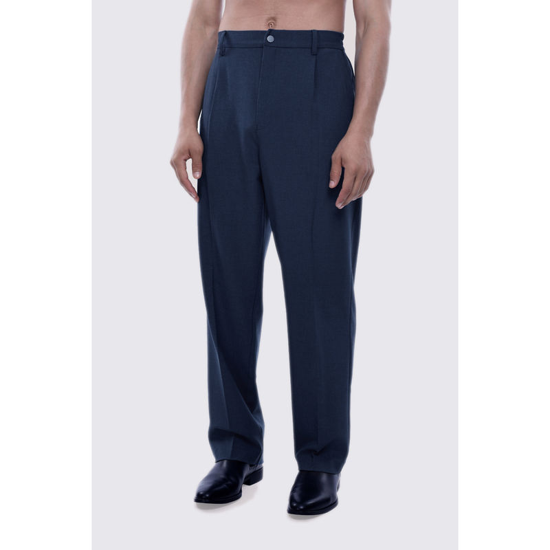 TAILORAEDGE Soft Iron Relaxed Blue Trouser (XS)