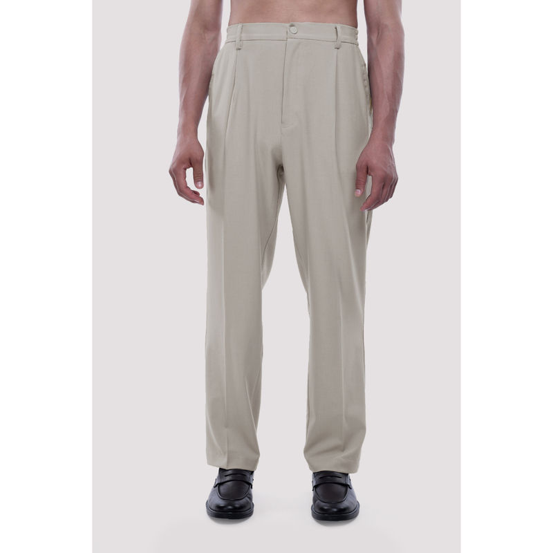 TAILORAEDGE Soft Iron Relaxed Cream Trouser (XS)