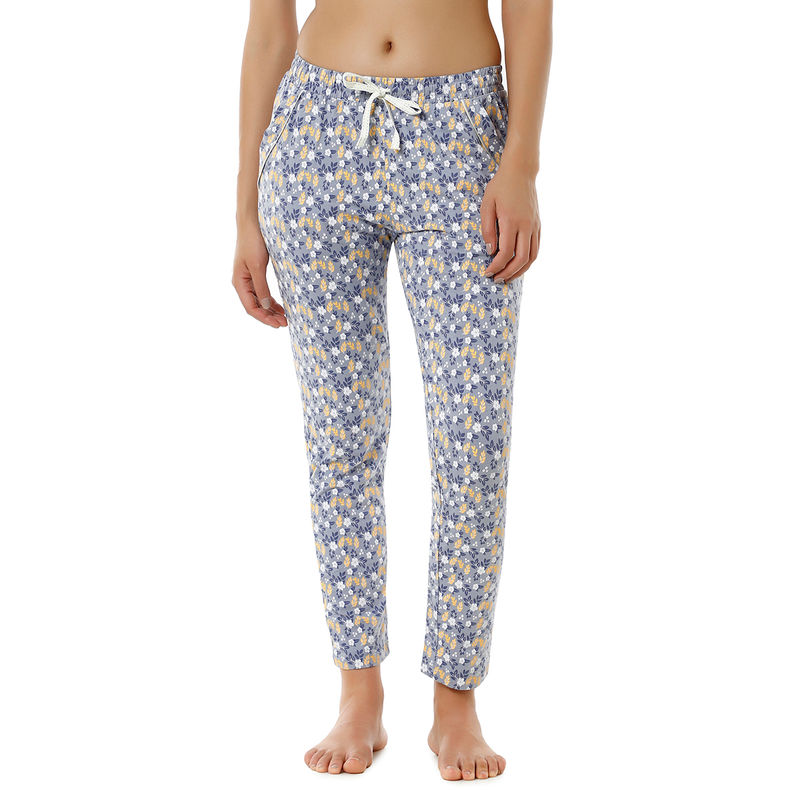 Amante Printed Non Padded Non-Wired Mid Rise Pyjama Pant - Blue (S)