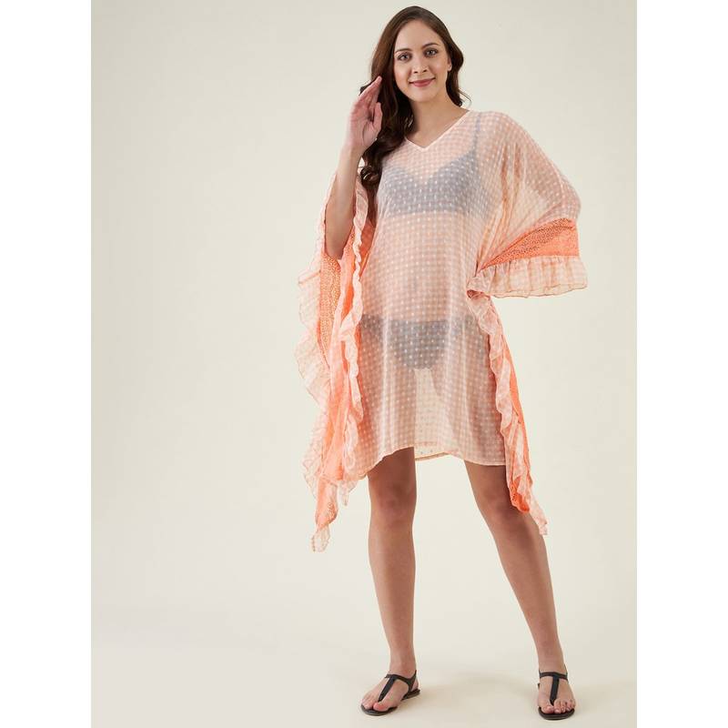 The Kaftan Company Peach Lace Kaftan - Jetset Glam Look (S)