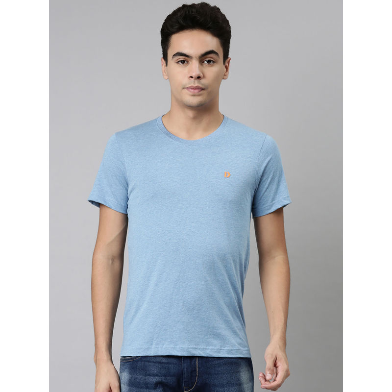 Dixcy Scott Maximus Mens Anti Microbial Finish Round Neck Short Sleeve Solid T-Shirt Blue (L)