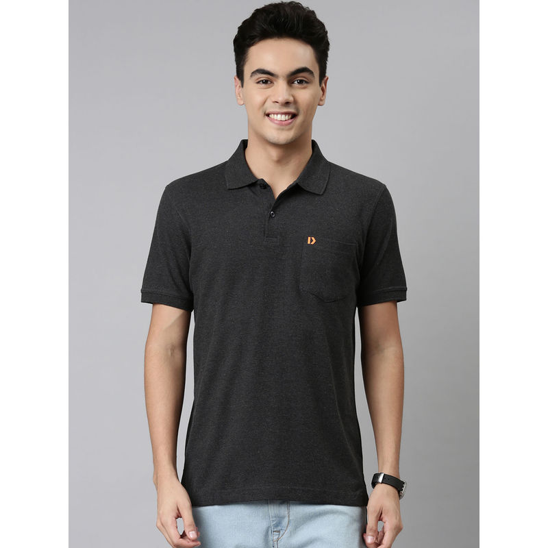 Dixcy Scott Maximus Mens Anti Microbial Finish Polo Neck Short Sleeves Solid T-Shirt Black (S)