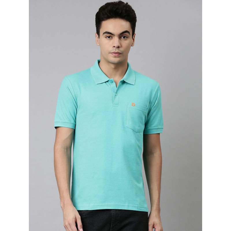 Dixcy Scott Maximus Mens Anti Microbial Finish Polo Neck Short Sleeves Solid T-Shirt Blue (S)