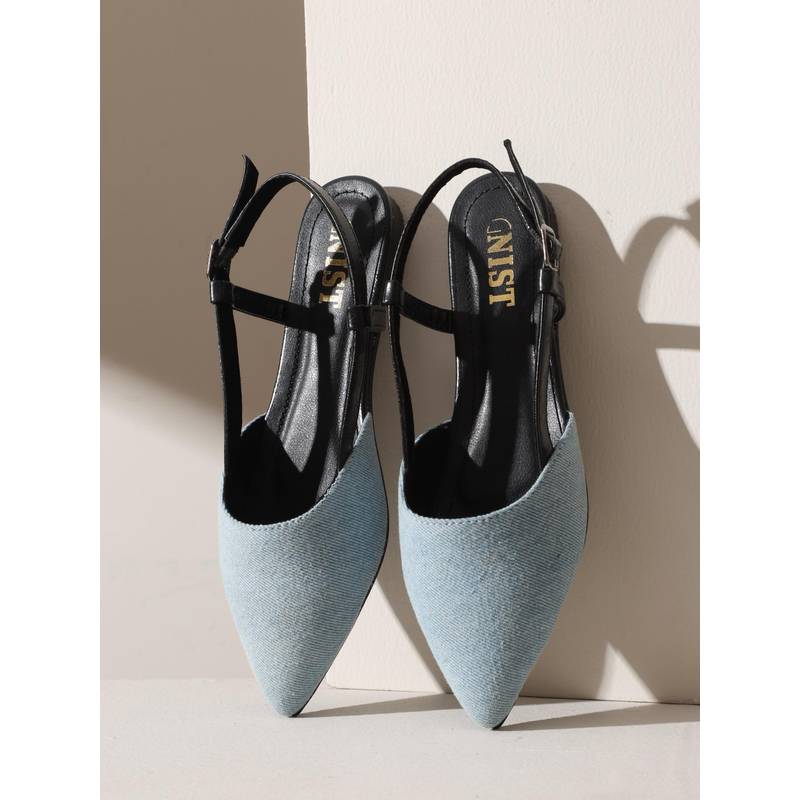 GNIST Structured Denim Blue Sandals (EURO 38)