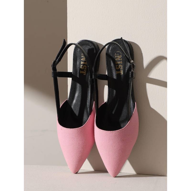 GNIST Structured Denim Pink Sandals (EURO 36)