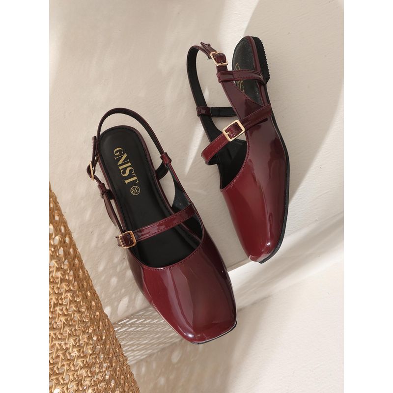 GNIST Square Toe Maroon Sandals (EURO 39)